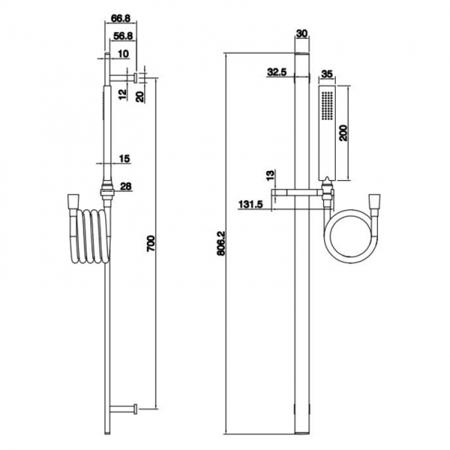 Sagittarius Sarno Shower Slide Rail and Handset Kit - Brushed Brass