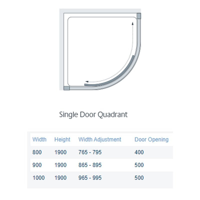 Lakes Classic 1-Door Quadrant Shower Enclosure 900mm x 900mm - 6mm Glass