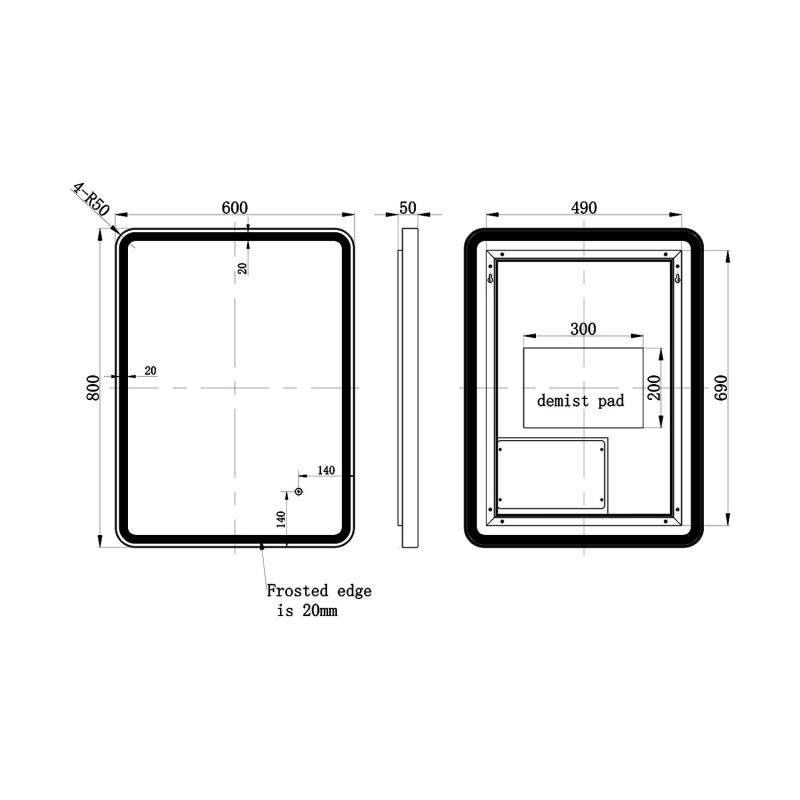 Signature Daisy Front-Lit LED Bathroom Mirror with Demister Pad 800mm H x 600mm W - Brushed Brass