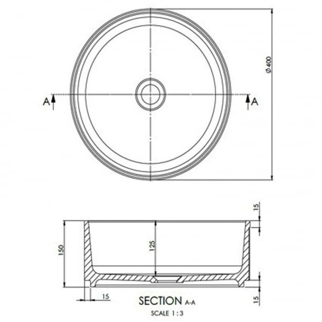 Signature Deco Round Countertop Basin 400mm Wide 0 Tap Hole - White