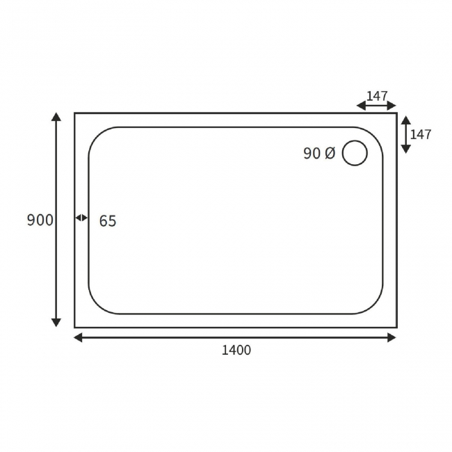 Signature Deluxe Rectangular Shower Tray 45mm High with Waste 1400mm x 900mm - White