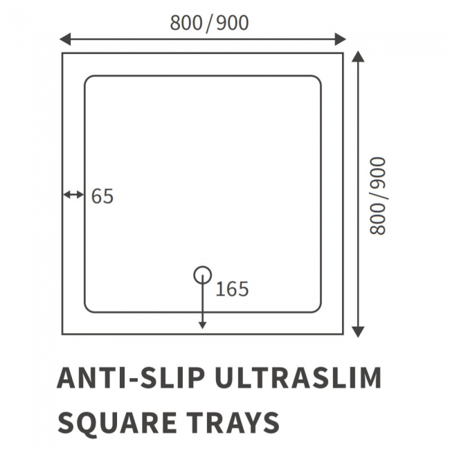 Signature Harbour Anti-Slip Square Shower Tray 25mm High with Waste 800mm x 800mm - Ultraslim