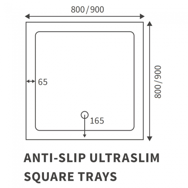 Signature Harbour Anti-Slip Square Shower Tray 25mm High with Waste 900mm x 900mm - Ultraslim