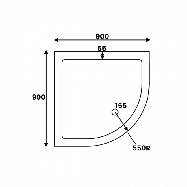 Signature Harbour Anti-Slip Quadrant Shower Tray 25mm High with Waste 900mm x 900mm - White