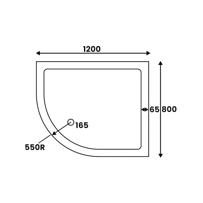 Signature Harbour Anti-Slip Offset Quadrant Shower Tray 25mm High with Waste 1200mm x 800mm - Left Handed