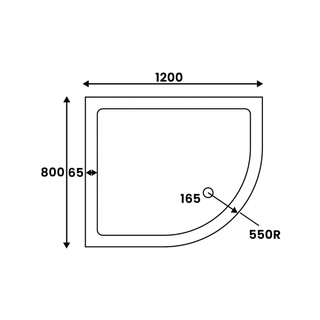 Signature Harbour Anti-Slip Offset Quadrant Shower Tray 25mm High with Waste 1200mm x 800mm - Right Handed