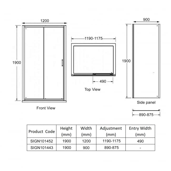 Signature Inca Shower Enclosure | 1200x900mm | SIGN101452 + SIGN101444