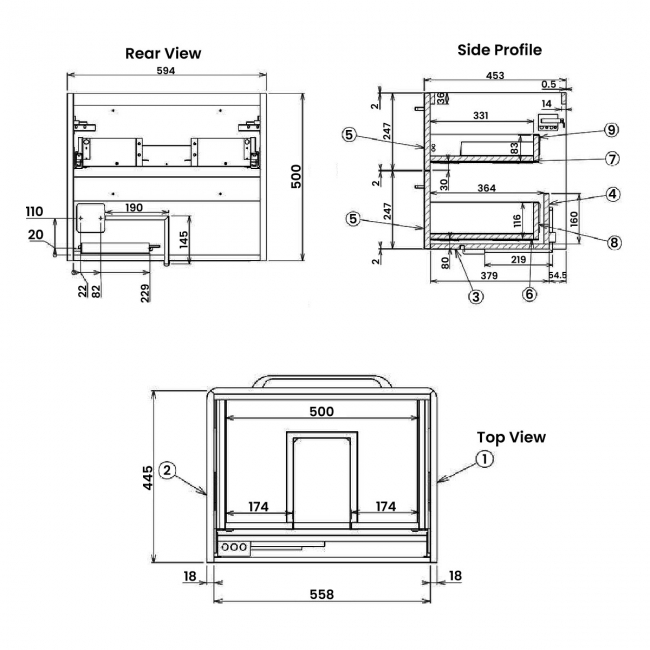 Signature Kalmar Wall Hung 2-Drawer Vanity Unit with Basin 610mm Wide - Grey Gloss