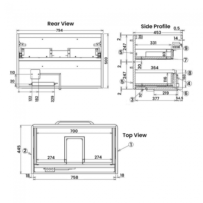 Signature Kalmar Wall Hung 2-Drawer Vanity Unit with Basin 810mm Wide - White Gloss