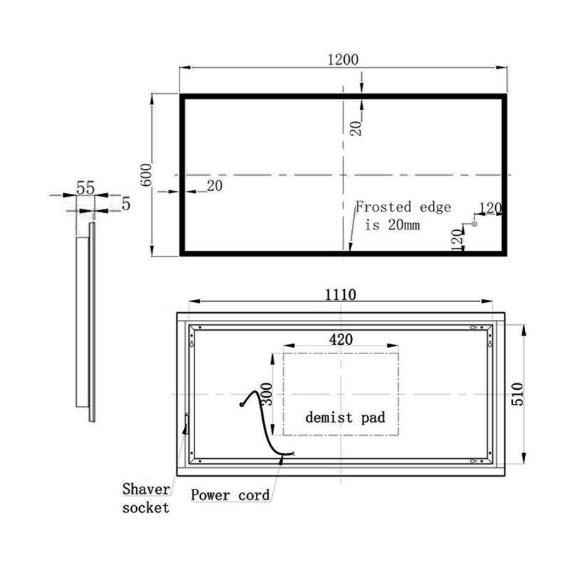 Signature Luca Surround-Lit LED Bathroom Mirror with Demister Pad 600mm H x 1200mm W