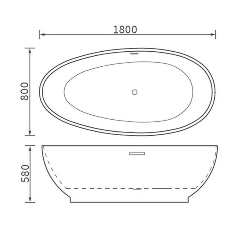 Signature Lugano Double Ended Freestanding Bath with Integrated Waste 1800mm x 800mm