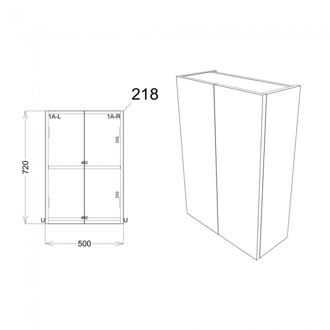 Signature Oslo 2-Door Mirrored Bathroom Cabinet 500mm Wide - Light Grey Gloss