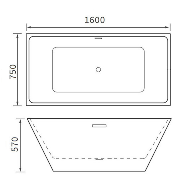 Signature Pacific Double Ended Freestanding Bath with Integrated Waste 1600mm x 750mm