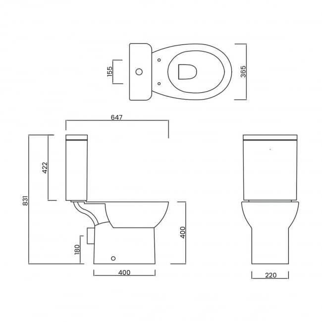 Signature QuikPak Rimless Close Coupled Toilet with Push Button Cistern - Soft Close Seat