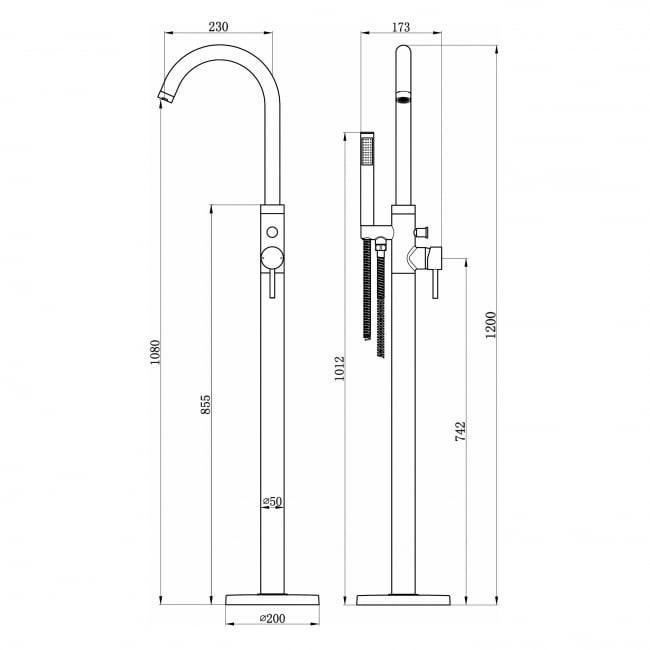 Signature Sail Freestanding Bath Shower Mixer Tap with Shower Kit - Chrome