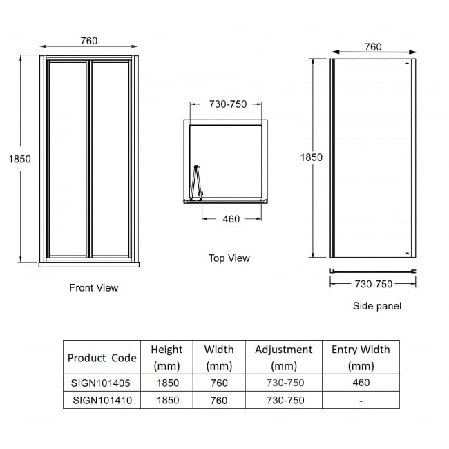 Signature Verve Shower Enclosure | 760x760mm | SIGN101405 + SIGN101410