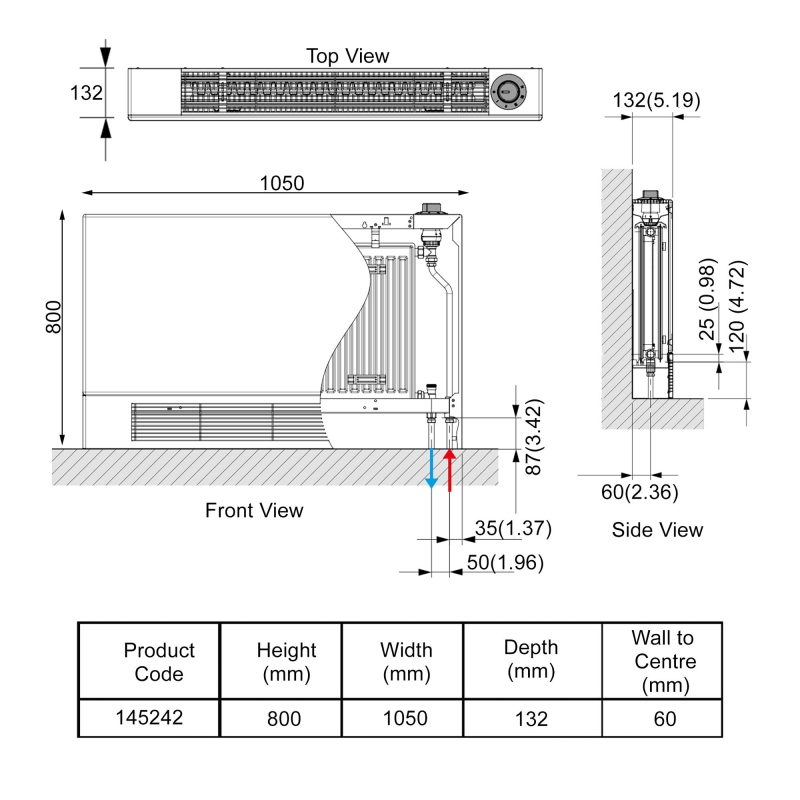 Stelrad LST I Plus K2 Radiator 800mm H x 1050mm W Double Convector