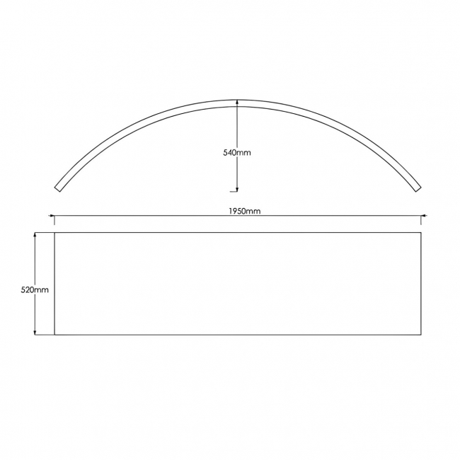 Trojan Laguna Corner Bath Panel White 520mm H x 1350mm W - 3mm