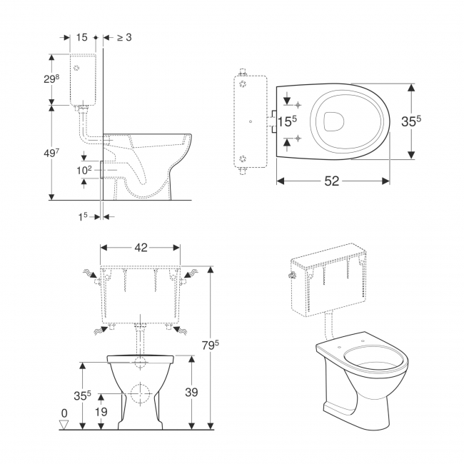 Twyford Alcona Back to Wall Toilet - Standard Seat