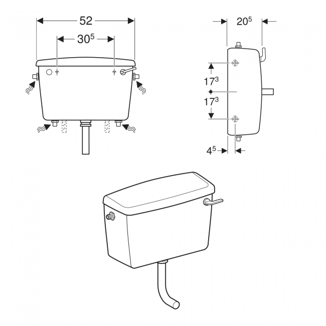 Twyford Classic Toilet Cistern SSO - White