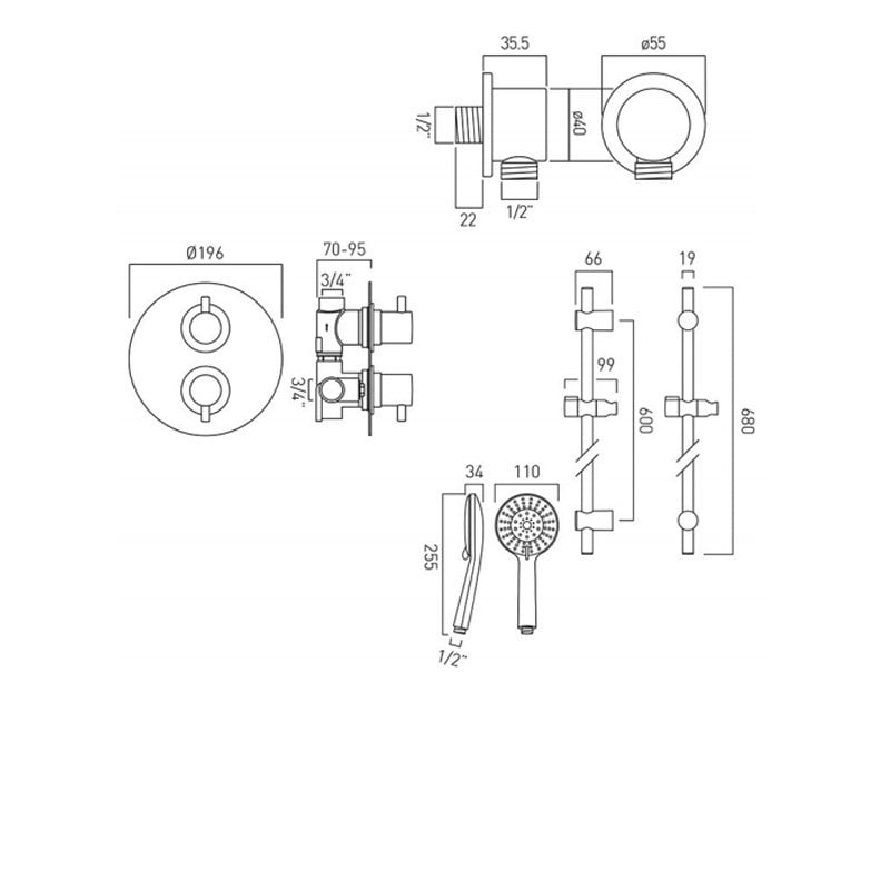 Vado DX Celsius Concealed Shower | DX-17120-CELRO-CP | 1 Outlet | Chrome