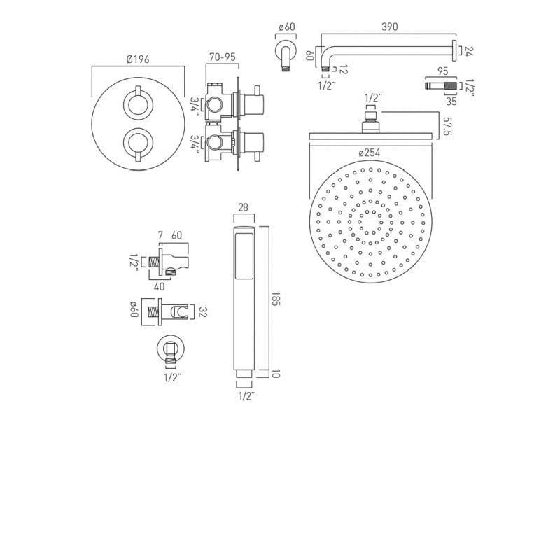 Vado DX Celsius Concealed Shower | DX-172251-CELRO-CP | 2 Outlet | Chrome