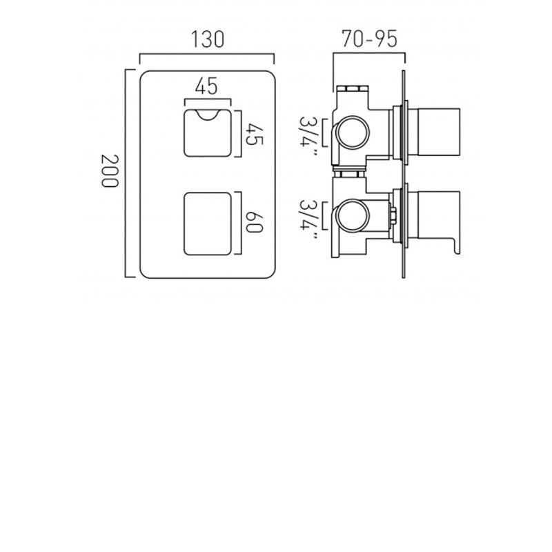 Vado DX Phase Shower Valve | PHA-148D/2-C/P | Concealed | Chrome