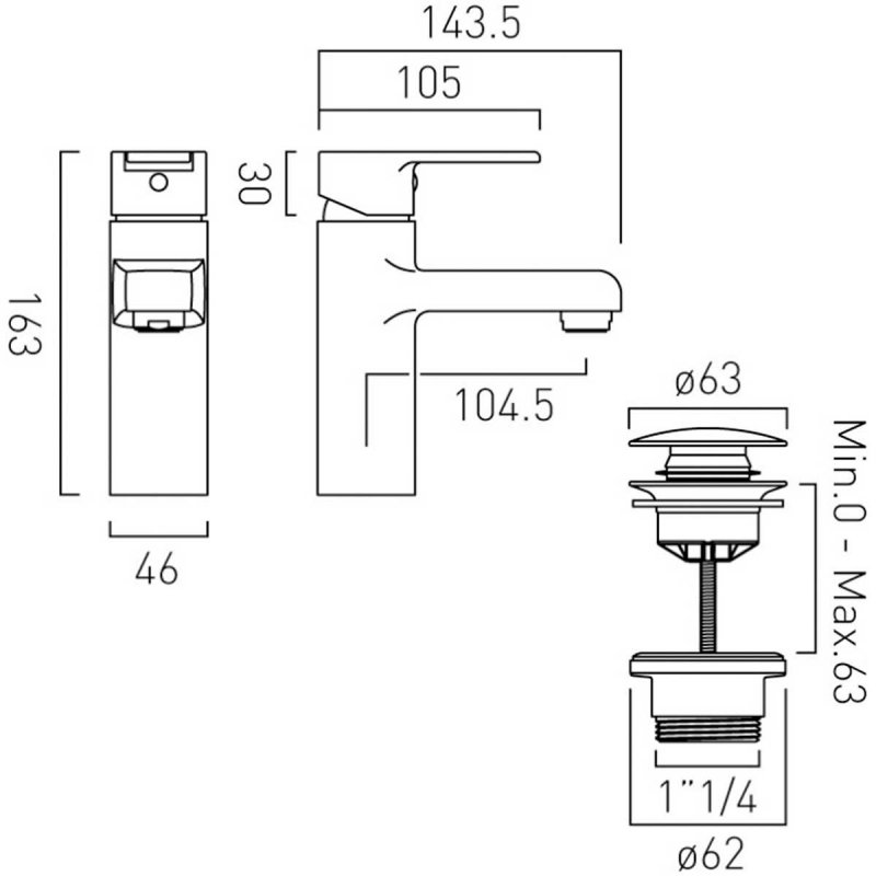 Vado Irlo Basin Mixer Tap | AX-IRO-100/CC-CP | Deck Mounted | Chrome