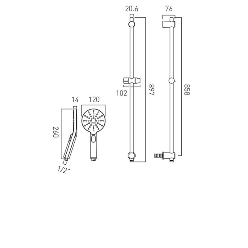 Vado Slider Rail Shower Kit NEBMFSRKWOROCP Modern Chrome