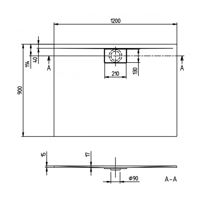 Villeroy & Boch Architectura Rectangular Shower Tray with Metal Rim 1200mm x 900mm - White Alpin