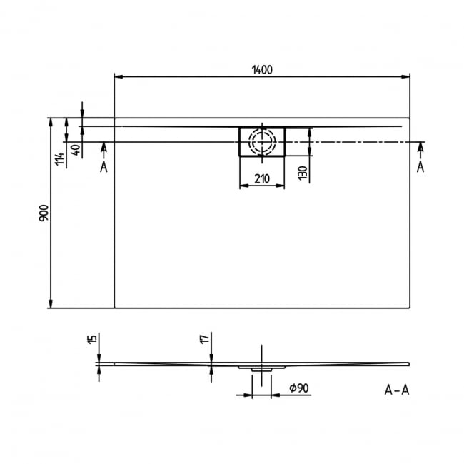 Villeroy & Boch Architectura Rectangular Shower Tray with Metal Rim 1400mm x 900mm - White Alpin