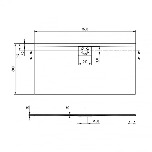 Villeroy & Boch Architectura Rectangular Shower Tray with Metal Rim 1600mm x 800mm - White Alpin