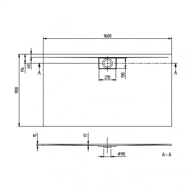 Villeroy & Boch Architectura Rectangular Shower Tray with Metal Rim 1600mm x 900mm - White Alpin