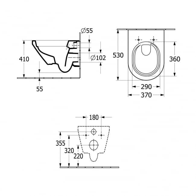 Villeroy & Boch Architectura Rimless TwistFlush[e3] Wall Hung Toilet 530mm Projection - Soft Close Seat