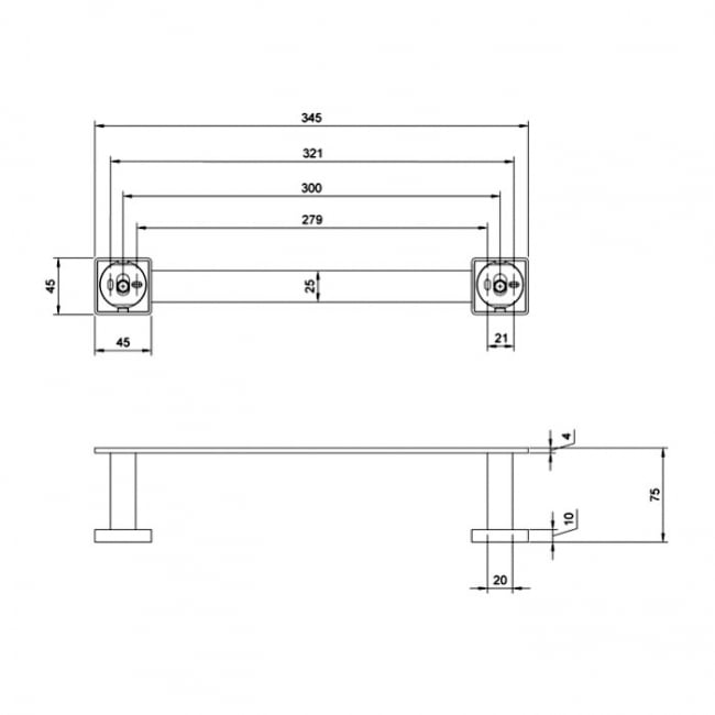 Villeroy & Boch Elements Striking Straight Towel Rail 345mm Wide - Chrome