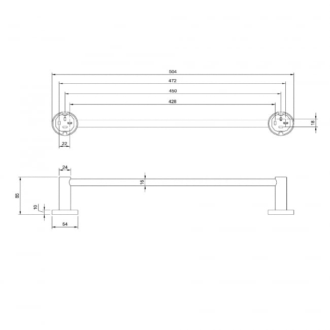 Villeroy & Boch Elements Tender Straight Towel Bar 504mm Wide - Chrome