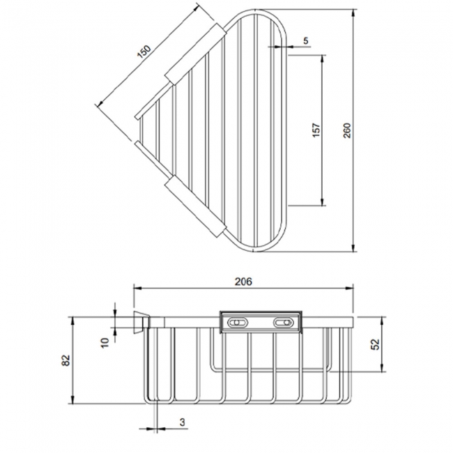 Villeroy & Boch Elements Tender Corner Wire Shower Basket 260mm Wide - Brushed Gold