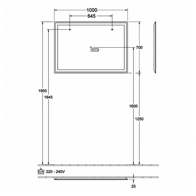 Villeroy & Boch Finero LED Bathroom Mirror 700mm H x 1000mm W