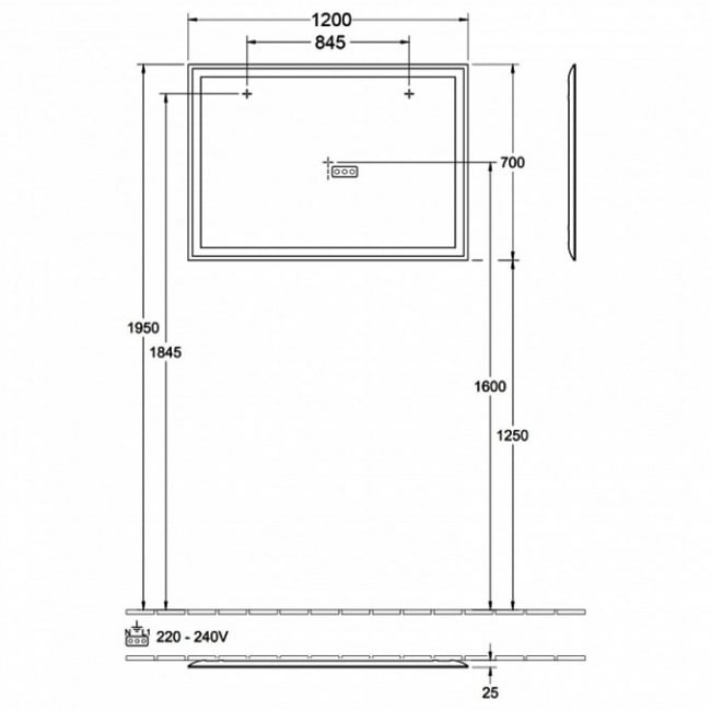 Villeroy & Boch Finero LED Bathroom Mirror 700mm H x 1200mm W