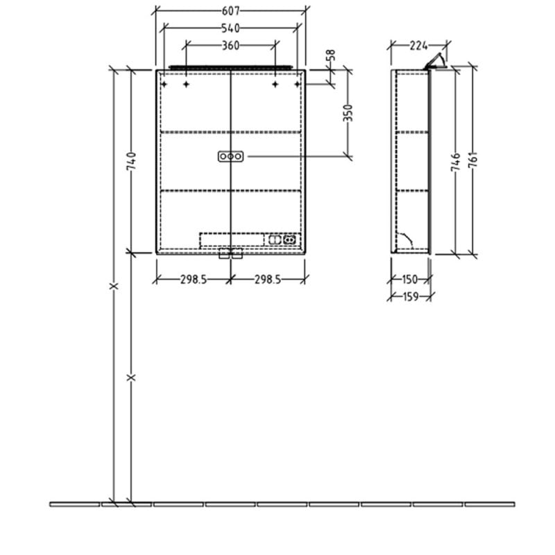 Villeroy & Boch My View One Bathroom Cabinet | A439G600 | 607mm | Clear