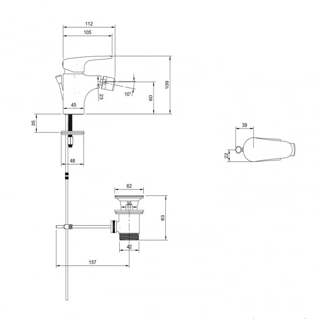 Villeroy & Boch O.novo Start Bidet Mixer Tap - Chrome