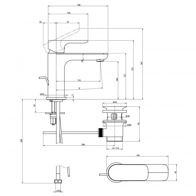 Villeroy & Boch O.Novo Cold Start Basin Mixer Tap with Pop Up Waste - Chrome