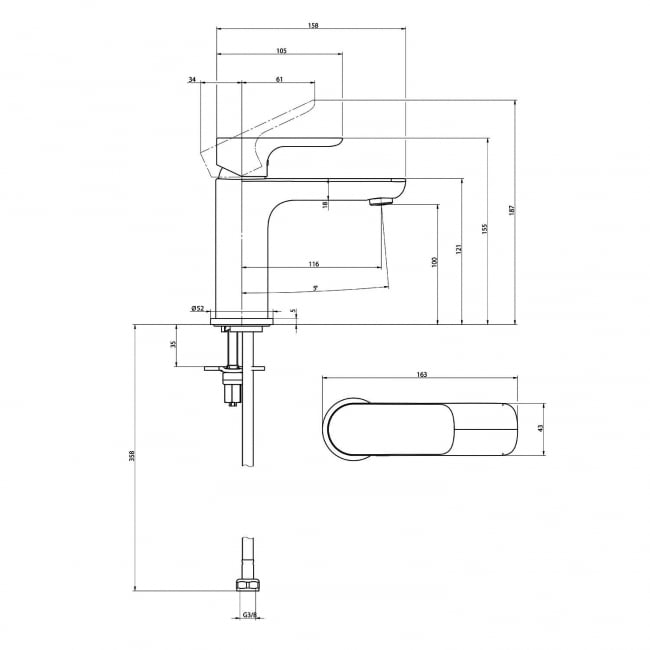 Villeroy & Boch O.Novo Cold Start Basin Mixer Tap without Waste - Chrome