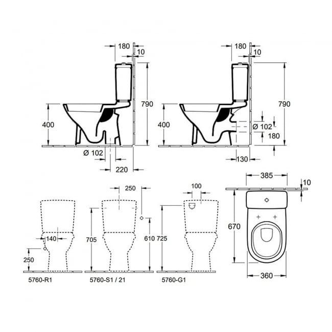 Villeroy & Boch O.novo Open Back Close Coupled Toilet with Push Button Cistern - Soft Close Seat