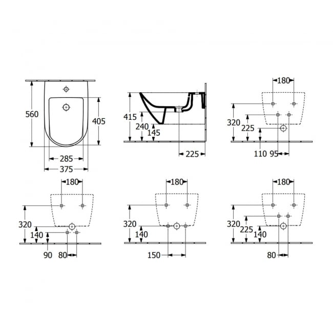 Villeroy & Boch Subway 3.0 Wall Hung Bidet 375mm Wide - 1 Tap Hole