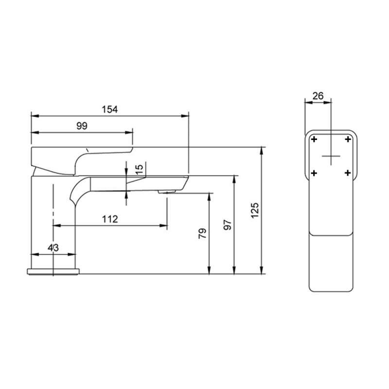 Villeroy & Boch Subway 3.0 Mini Mono Basin Mixer Tap without Waste - Brushed Nickel Matt