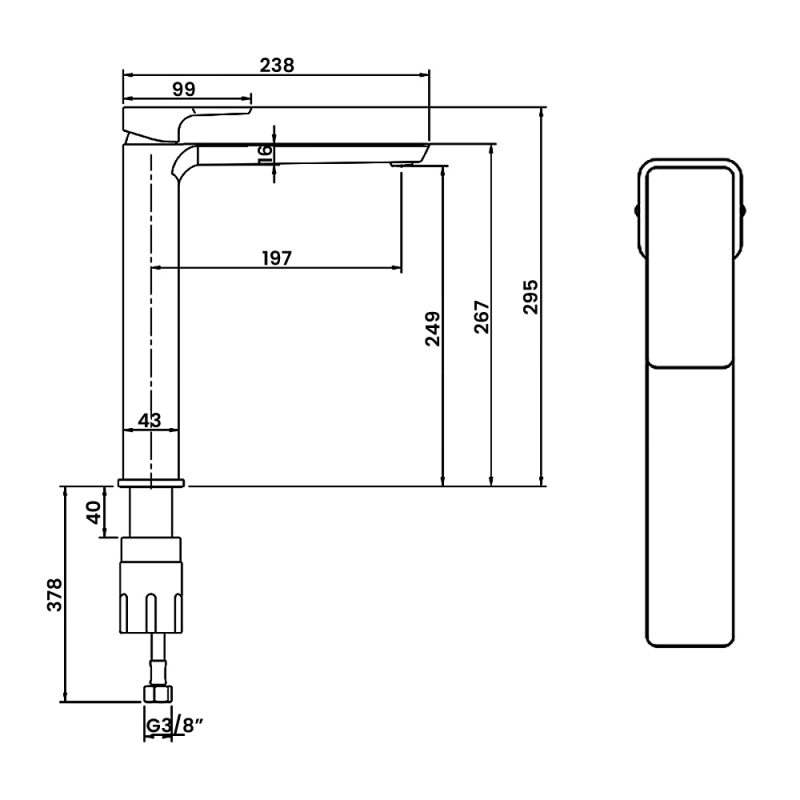 Villeroy & Boch Subway 3.0 Tall Basin Mixer Tap without Waste - Matt Black
