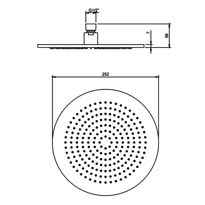 Villeroy & Boch Universal Round Fixed Shower Head 250mm Diameter - Matt Black