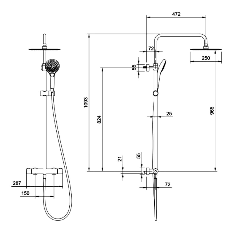 Villeroy & Boch Verve Shower Valve | TVS109005UK061 | Bar | Chrome