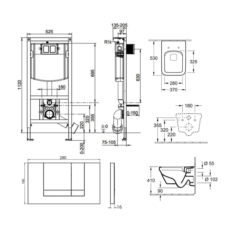 Villeroy & Boch ViPro Toilet | 5685R001 + 9M58S101 + 92214461 | White